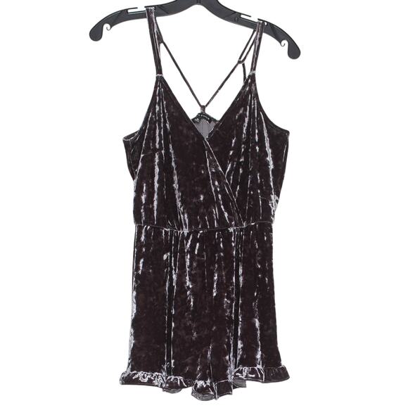 Kendall & Kylie Romper Velvet Academia Goth Grunge Y2K Witchy Gunmetal Medium - Picture 1 of 4
